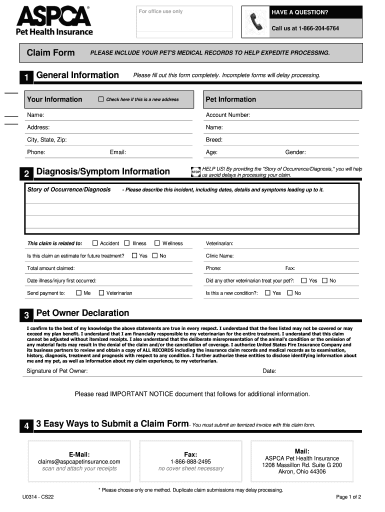 Aspca Pet Insurance Claim Form