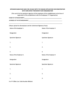 Specimen Signature of Authorized Signatory for Epfo  Form