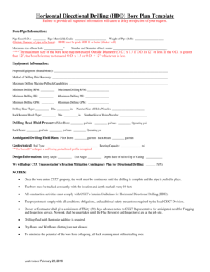 Bore Profile Template  Form