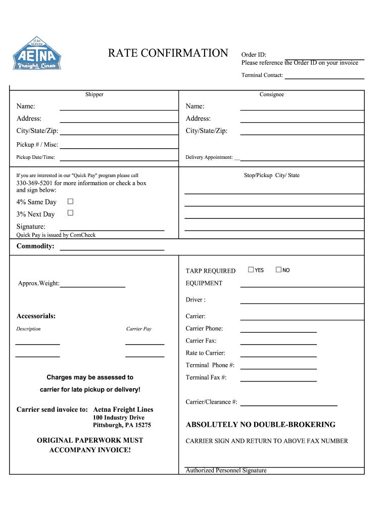 Aetna LC and Rate Confirmation Sheet Revised 8 2009xls  Form