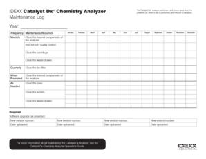 Idexx Maintenance Log  Form