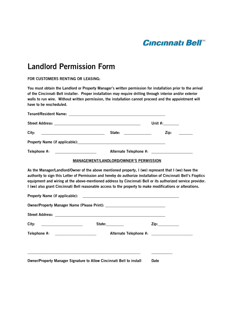 Cincinnati Bell Landlord Permission Form