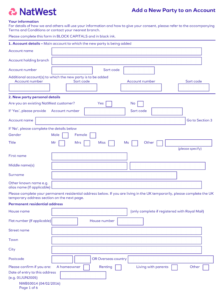  Add a New Party to an Account  Personalnatwestcom 2016