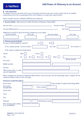 Nat West Nwb50011  Form