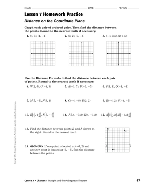 Lesson 7 Problem Solving Practice Distance on the Coordinate Plane Answer Key  Form