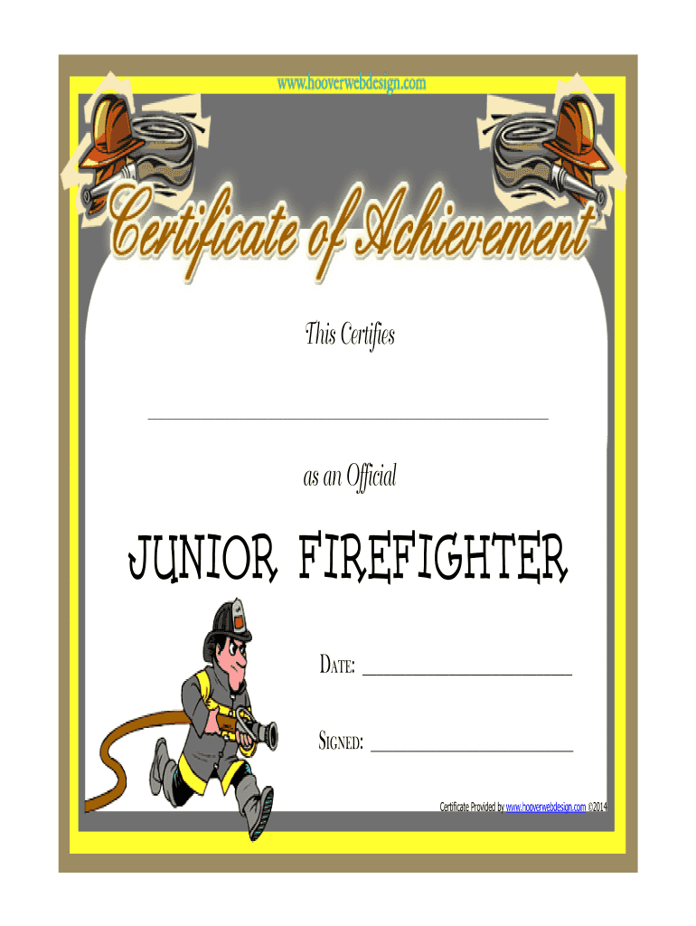 Junior Firefighter Certificate  Form