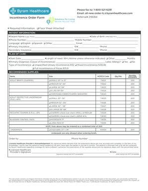 Byram Healthcare Order Form PDF