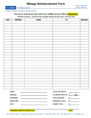 Mileage Reimbursement Form Labbbcom