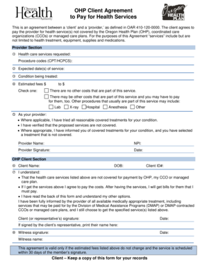 Ohp Client Agreement to Pay  Form