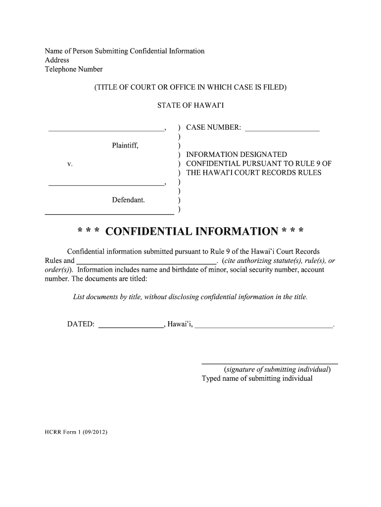 Hcrr Form 1