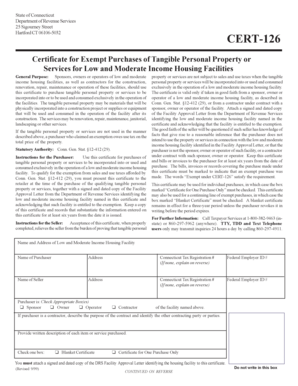 State of Connecticut Hartford CT 06106 5032 CERT 126  Form