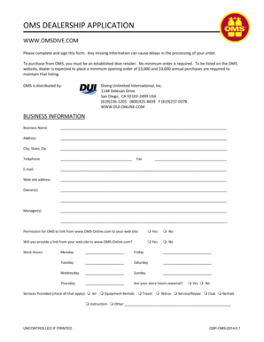 Oms Dealership Application Form
