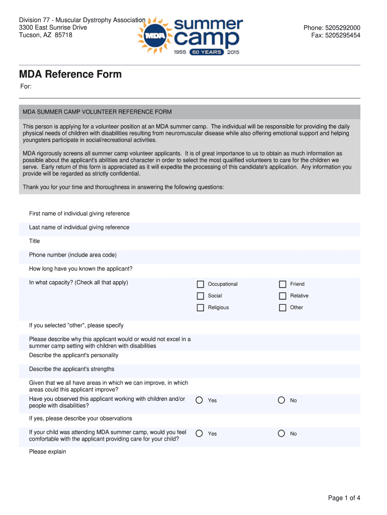 MDA Reference Form  Ultracampcom