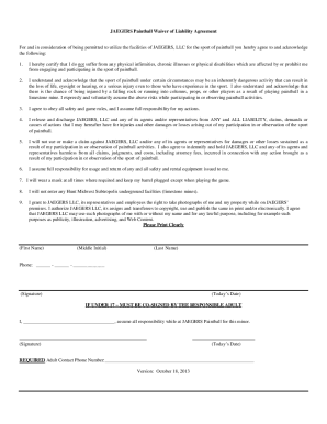 Jaegers Paintball Waiver  Form