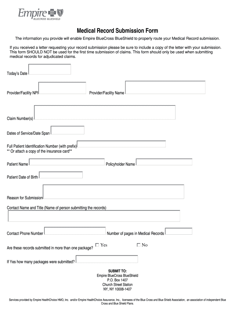 Medical Records Submission Letter  Form