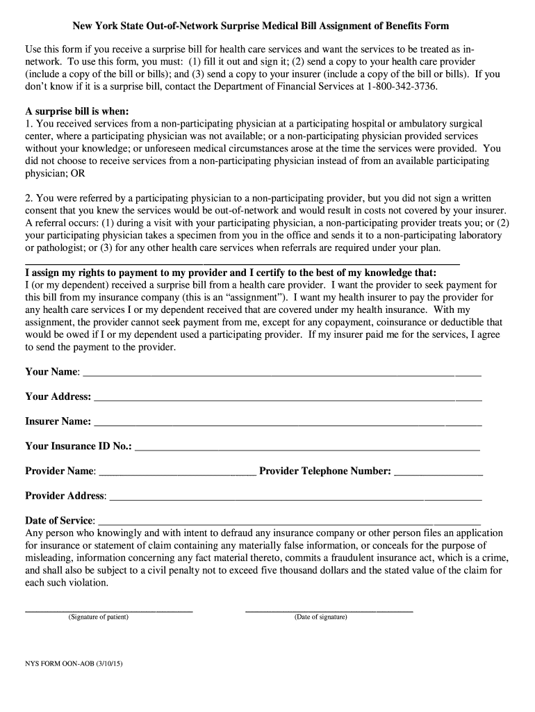  Nys Surprise Bill Form PDF 2015