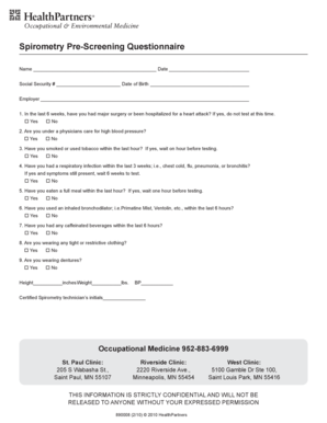 Pre Screening Questionnaire  Form