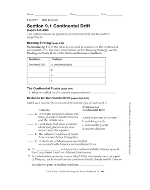 Section 9 1 Continental Drift Answer Key  Form