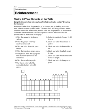 Skills Worksheet Reinforcement Answer Key  Form