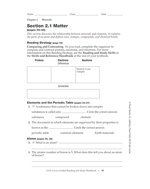 Section 2 1 Matter Answer Key PDF  Form