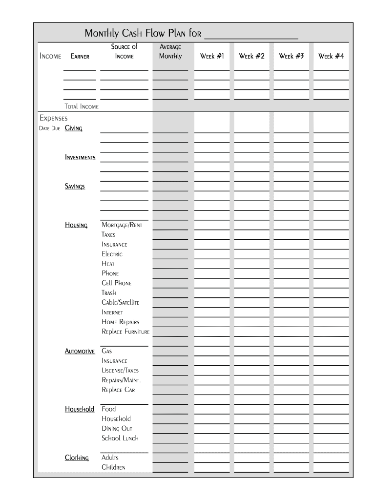 Printable Household Planner  Form