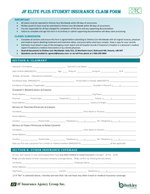 Jf Elite Plus Student Insurance  Form