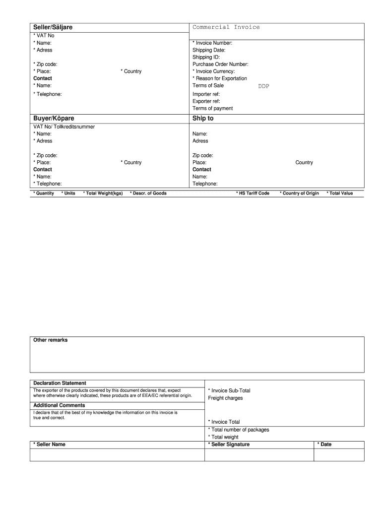 Ddp Invoice Sample  Form