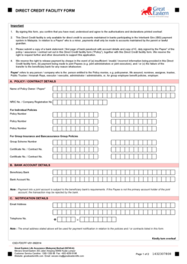 Great Eastern Direct Credit Facility Form