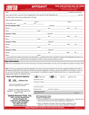 Ukc Affidavit  Form