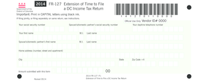 DC Extension Individual Form FR 127