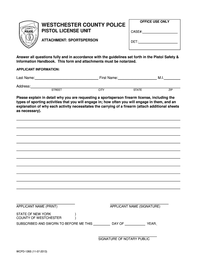 Attachment for Sportsperson Westchester County Clerk  Form