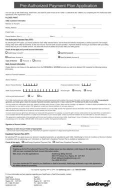 Saskpower Pre Authorized Payment  Form