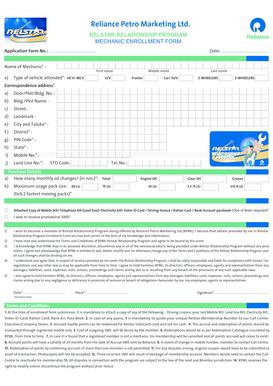 Relstar Relationship Program  Form