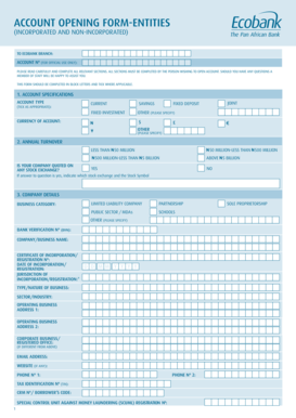 Ecobank Corporate Account Opening Form