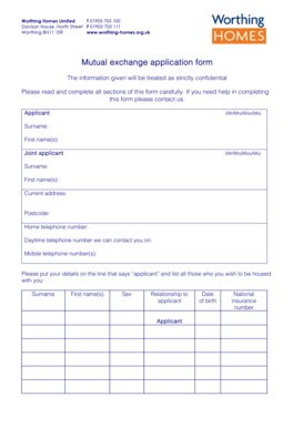 Worthing Homes Mutual Exchange Form