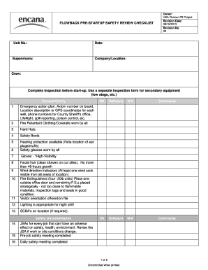 Pre Start Checklist Template  Form