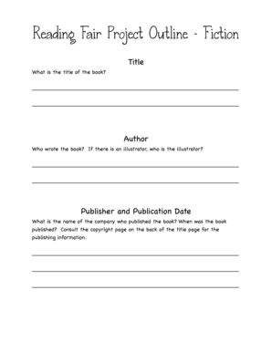 Reading Fair Project Outline Fiction  Form