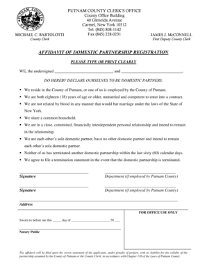 Affidavit of Domestic Partnership  Form