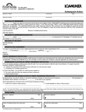 Subsequent Action Form