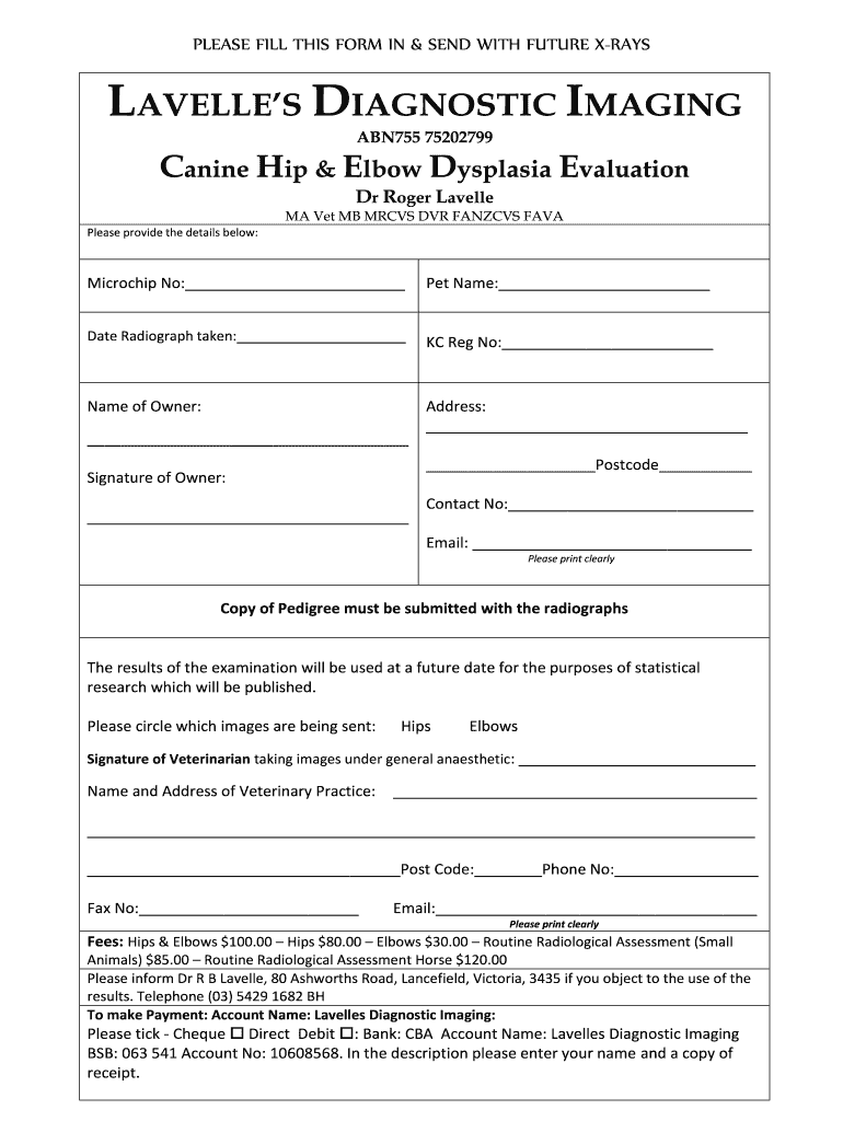 Lavelles Diagnostic Imaging  Form