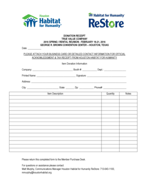  DONATION RECEIPT TRUE VALUE COMPANY SPRING RENTAL 2016