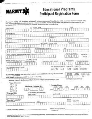 NAEMT Educational Programs Participant  Form