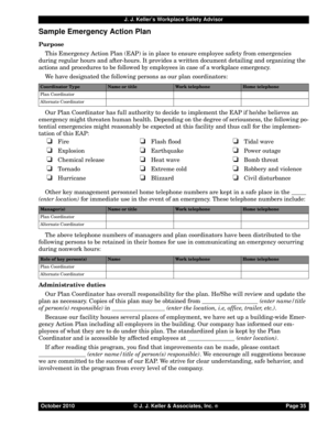 Printable Emergency Action Plan Template  Form