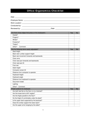 Ergonomics Checklist  Form