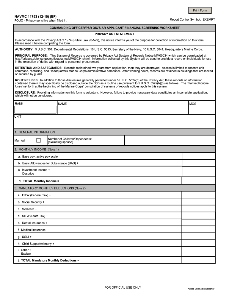 Navmc 11753  Form