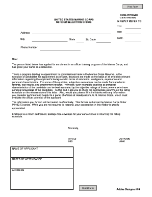 UNITED STATES MARINE CORPS OFFICER SELECTION OFFICE  Form