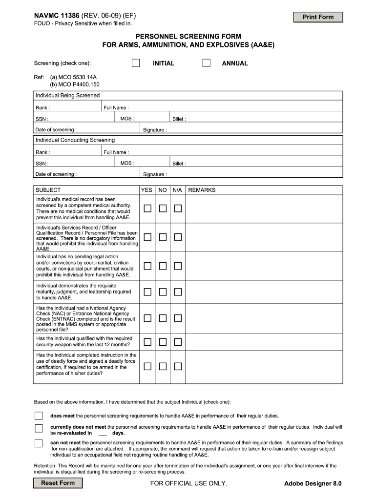 Navmc 11386  Form