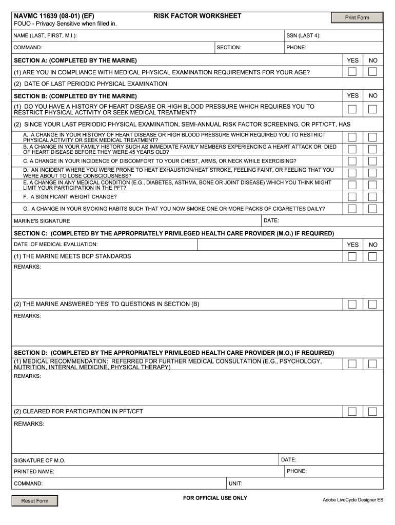 The Risk Factor Worksheet Required Must Be Completed within  Form