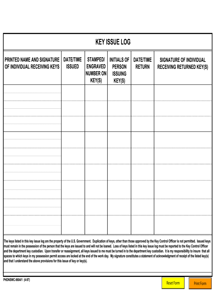 Log Key  Form