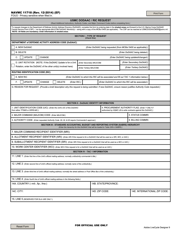 Navmc 11718  Form